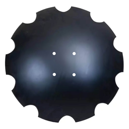 AIC Tillage high-speed tillage disc with notched edge. 20" diameter x 6.5mm thick concave blade for enhanced residue cutting.