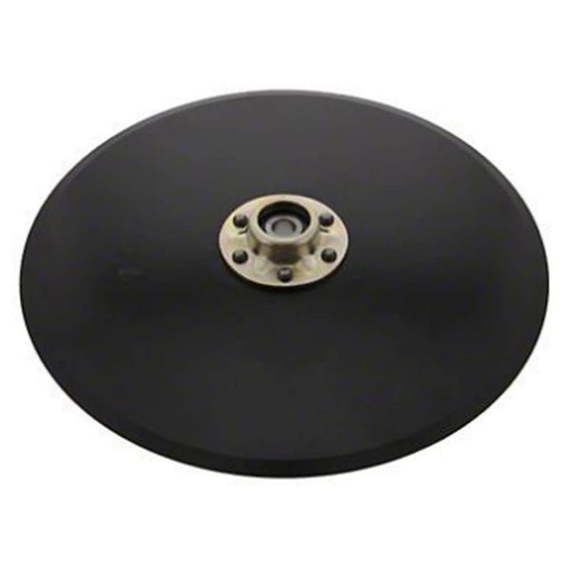 Technical drawing of OFAS seeder disc. 15" diameter x 3.5mm thick with 5/8" hub and bearing for seed drills and planters.