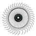 Front view of AIC Tillage AICT-RW55LH 55 inch left-hand hay rake wheel with ASTM A401 spring steel tines