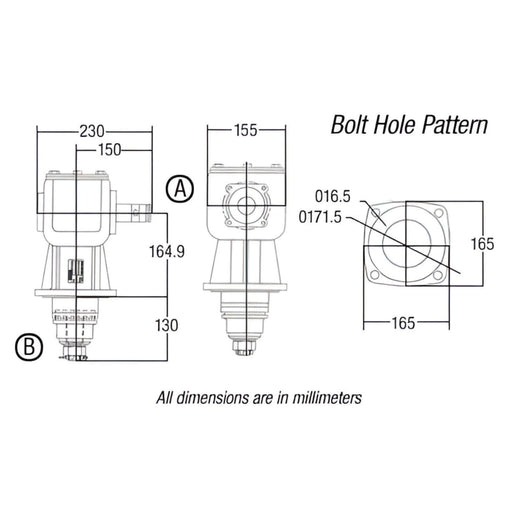 Technical diagram of Comer LF-205-J gearbox A-U920580800 showing ratio, input spline, and keyed output shaft