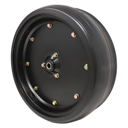 John Deere 16" x 4.5" steel B3 gauge wheel, angled view, replacement for AN281247, A-AA66599