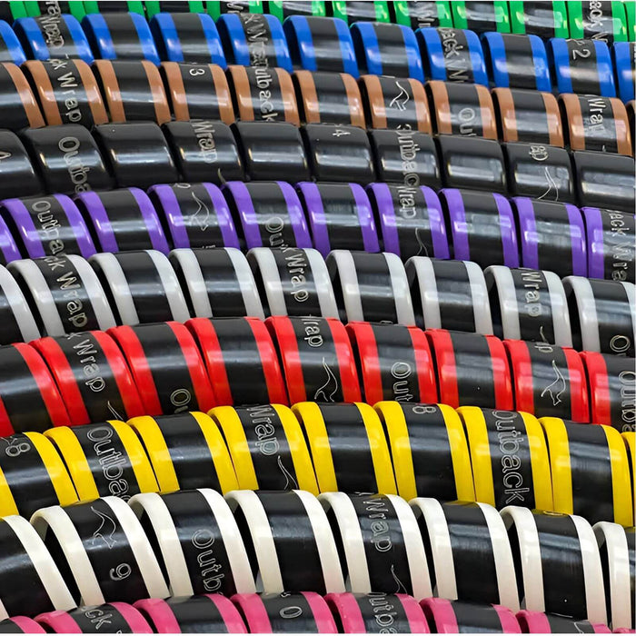 Outback Wrap Hose Tamer black with laser-etched ID #4 used to identify and organize hose bundles, part 40X1HTBLK4