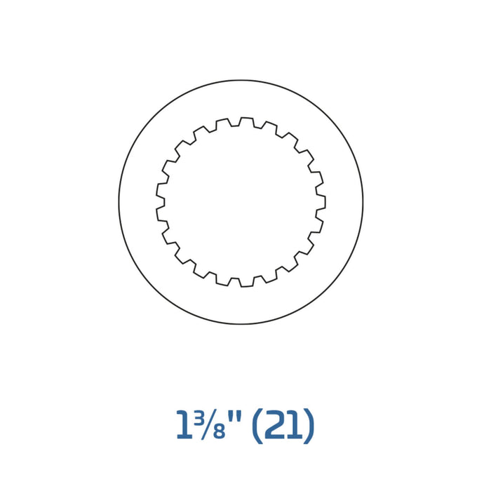 Technical diagram of Walterscheid CV end yoke with slide collar for P580 Series. Fits 1-3/8" x Z21 spline (1000 RPM). Part 136934E