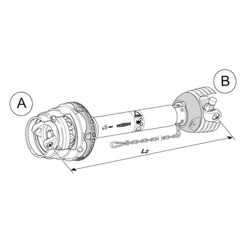 Technical diagram of Walterscheid-compatible WPG CV PTO driveline for PWE P580 Series. Measures 1610 mm center-to-center. No CV cross included. Part 139991