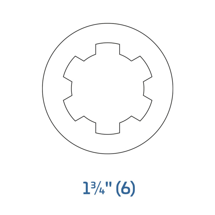 Technical drawing of PTO end yoke with QSG auto-slide, 1-3/4" x Z6 spline (540 RPM) – Part 366790E (also part 1366790 and 366790)