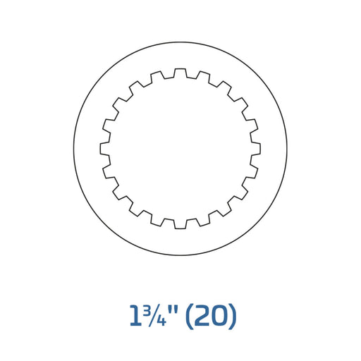 Technical drawing of PTO end yoke WPG interfering bolt clamp for Walterscheid 2600 Series, Z20 spline (1000 RPM, Big 1000), Part 329053E – also part 1329053, 329053