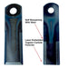 Front and back view CLAAS straw chopper knife showing embedded tungsten carbide wear particles Schumacher Radura PrimeLine A03L5 - also part 7557860, 7368720