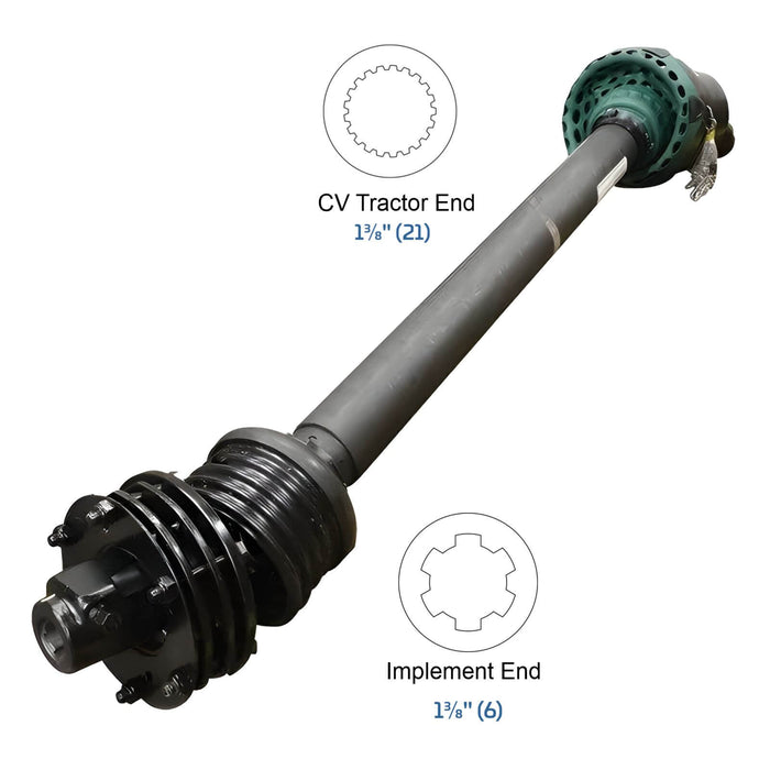Walterscheid 615088 WWE 2480 CV PTO driveline for John Deere round balers, replaces AE74295N, 21-spline 1000 RPM with friction clutch